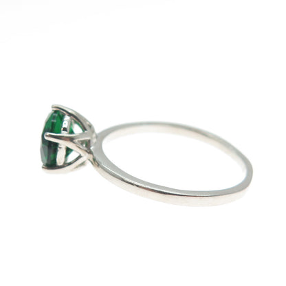 DAZZLERS 925 Sterling Silver Round-Cut Nano Chrome Diopside Ring Size 7
