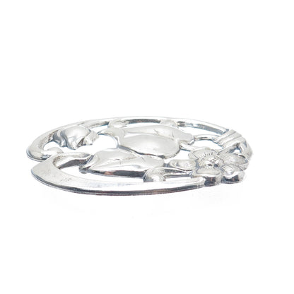 SILVERMAN BROTHERS 925 Sterling Silver Antique Art Deco Flower Pin Brooch