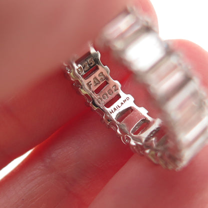 925 Sterling Silver Emerald-Cut C Z All Around Eternity Band Ring Size 5