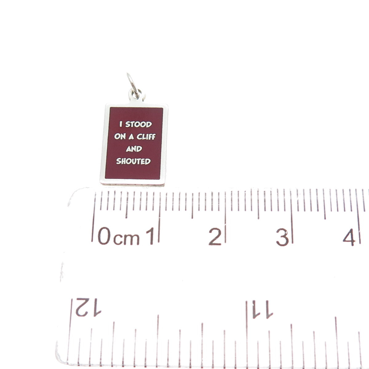 925 Sterling Silver Enamel I Stood On A Cliff & Shouted Minimalist Charm Pendant