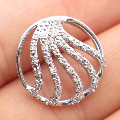 925 Sterling Silver Round-Cut C Z Wavy Slide Pendant