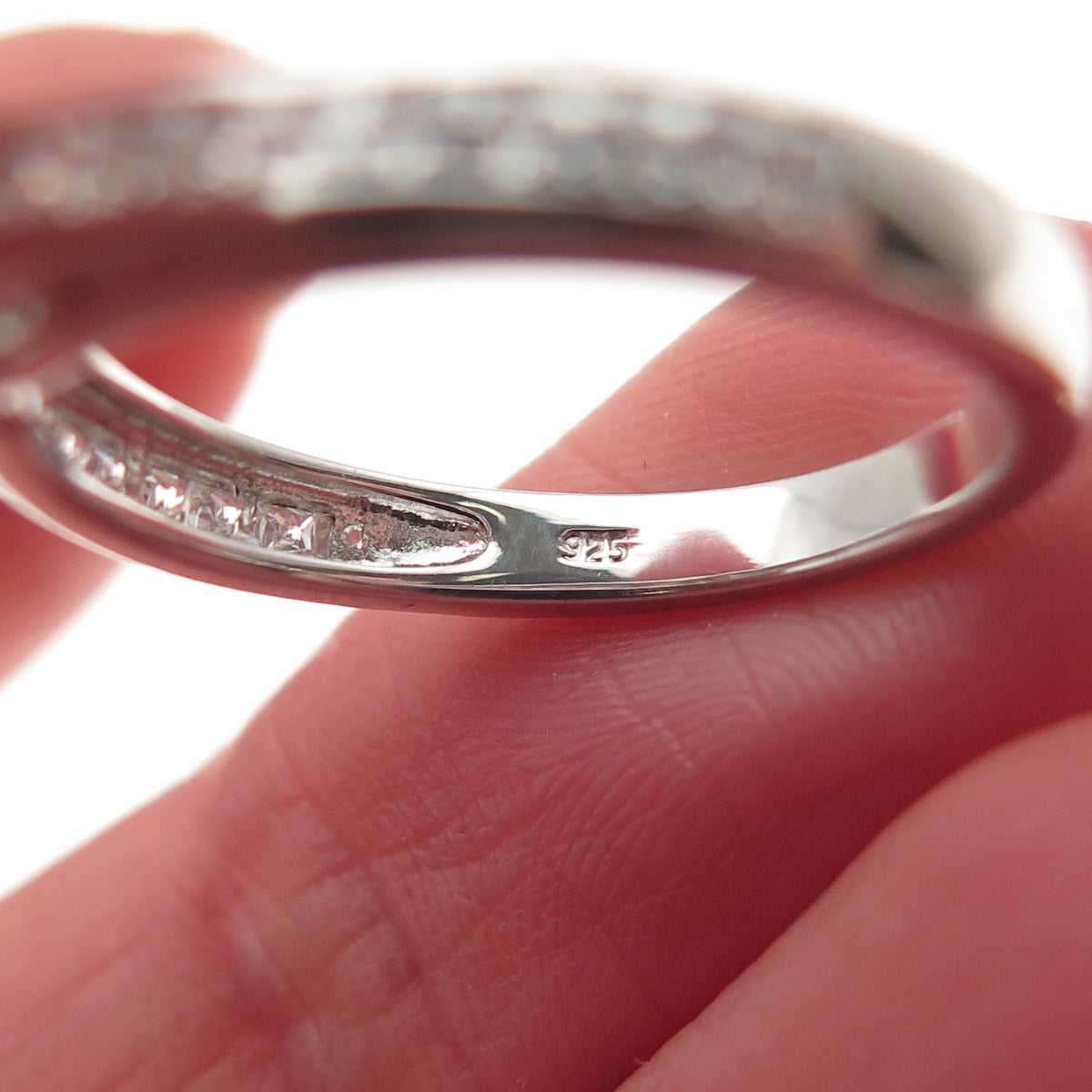 925 Sterling Silver Round-Cut C Z Engagement Ring Size 6.5