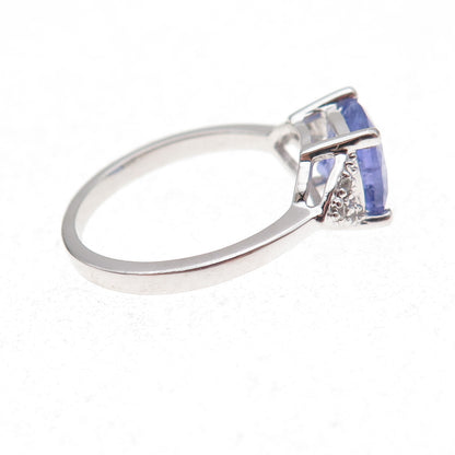 925 Sterling Silver Real Tanzanite & White Topaz Ring Size 8