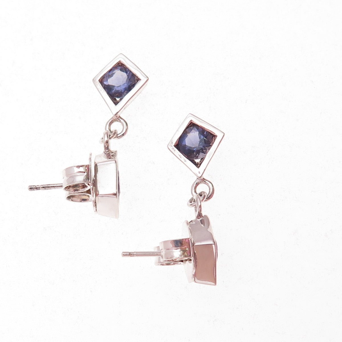 Franco P & Sons Sterling Silver Vintage Real Amethyst & Iolite Dangle Earrings