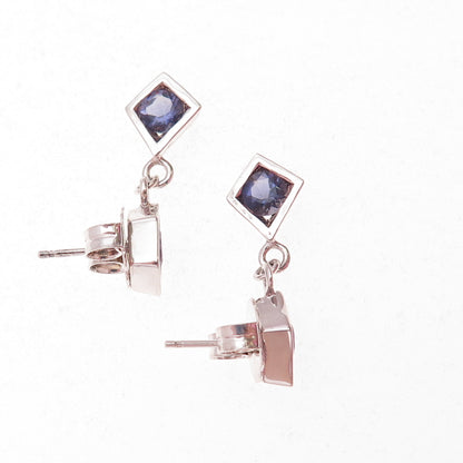 Franco P & Sons Sterling Silver Vintage Real Amethyst & Iolite Dangle Earrings