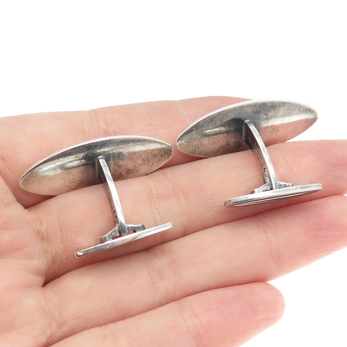 HANS HANSEN 925S Sterling Silver Vintage Denmark Modernist Cufflinks #635