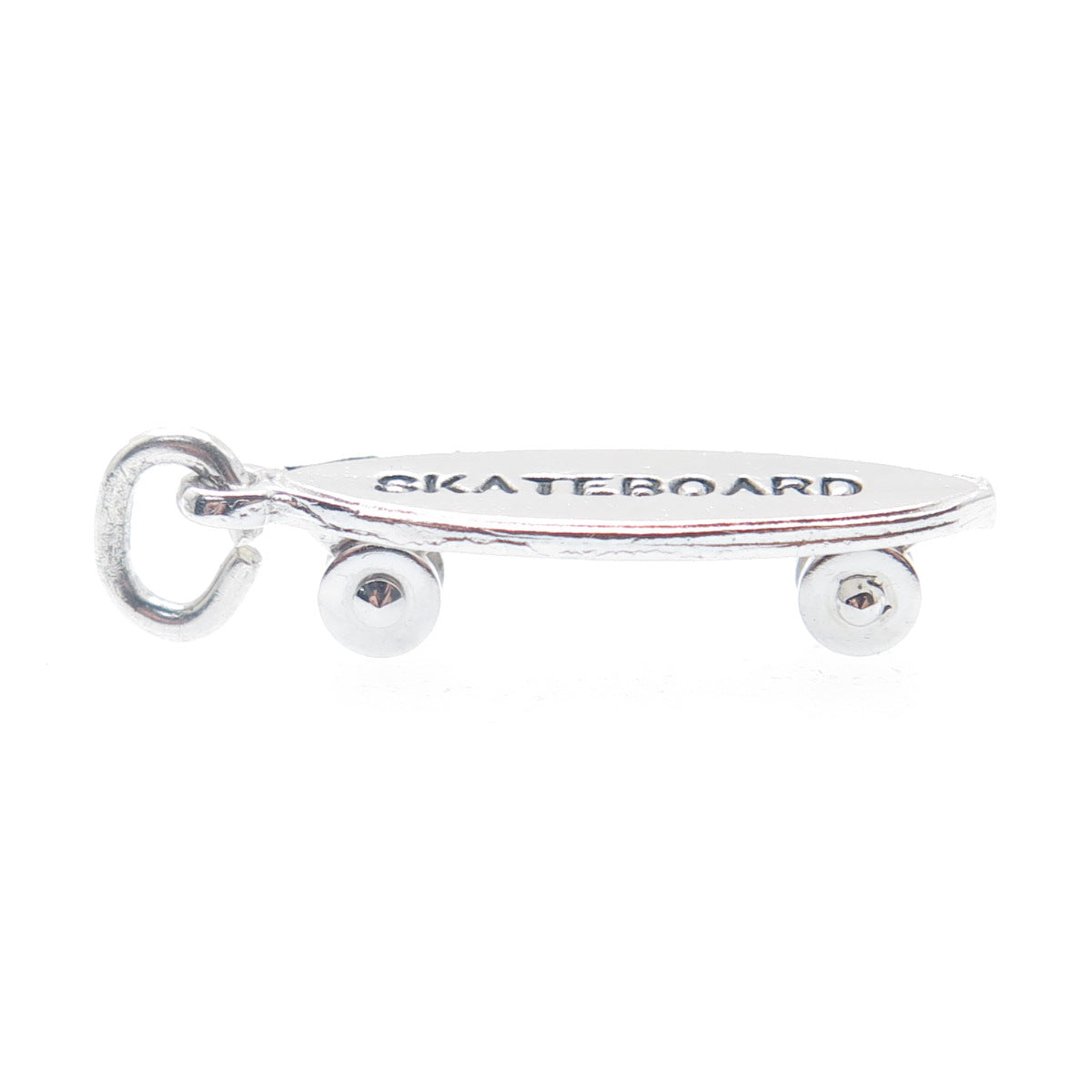 WELLS 925 Sterling Silver Vintage Skateboard Minimalist 3D Charm Pendant