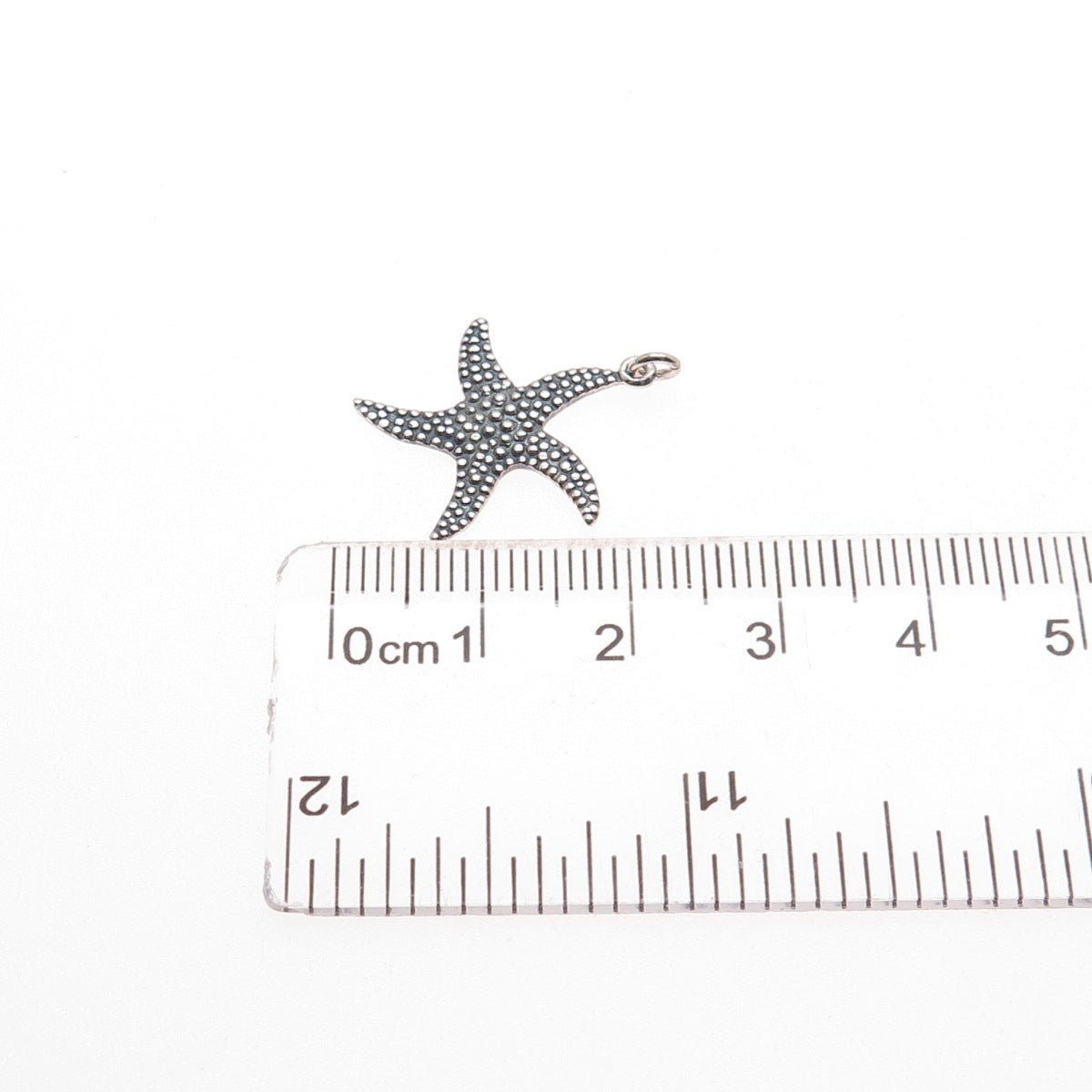 925 Sterling Silver Vintage Starfish Granulated Oxidized Charm Pendant