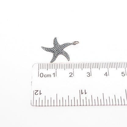 925 Sterling Silver Vintage Starfish Granulated Oxidized Charm Pendant