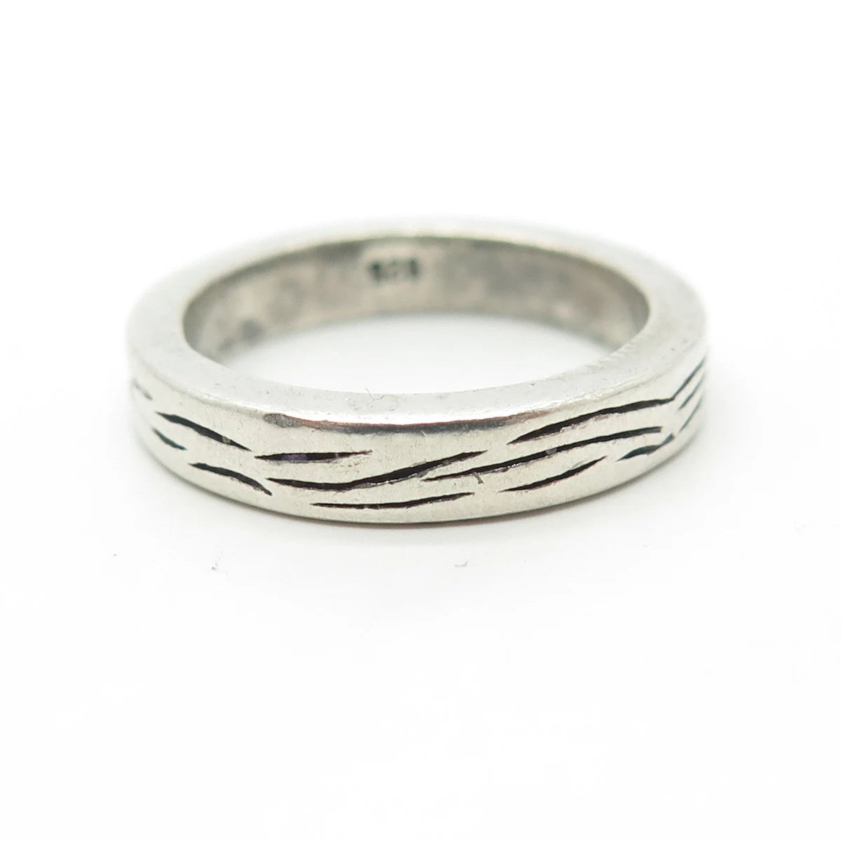 925 Sterling Silver Vintage Textured Band Ring Size 6.25