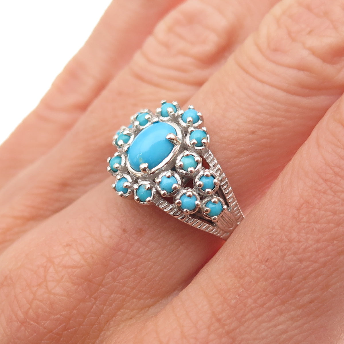 Chuck Clemency 925 Sterling Silver Real Sleeping Beauty Turquoise Ring Size 7