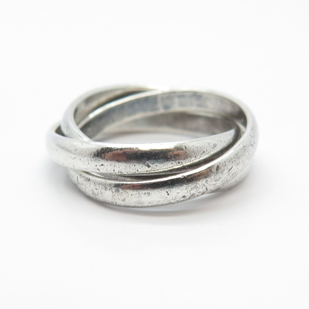 925 Sterling Silver Vintage Triple Interlocked Ring Size 6.25