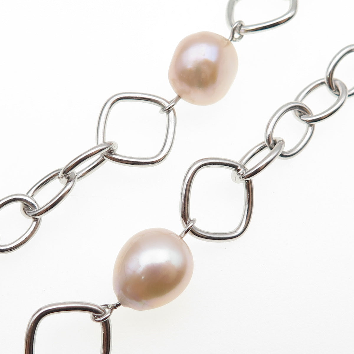 Ayaka Nishi 925 Sterling Silver Real Baroque Pearl Station Chain Necklace 20"