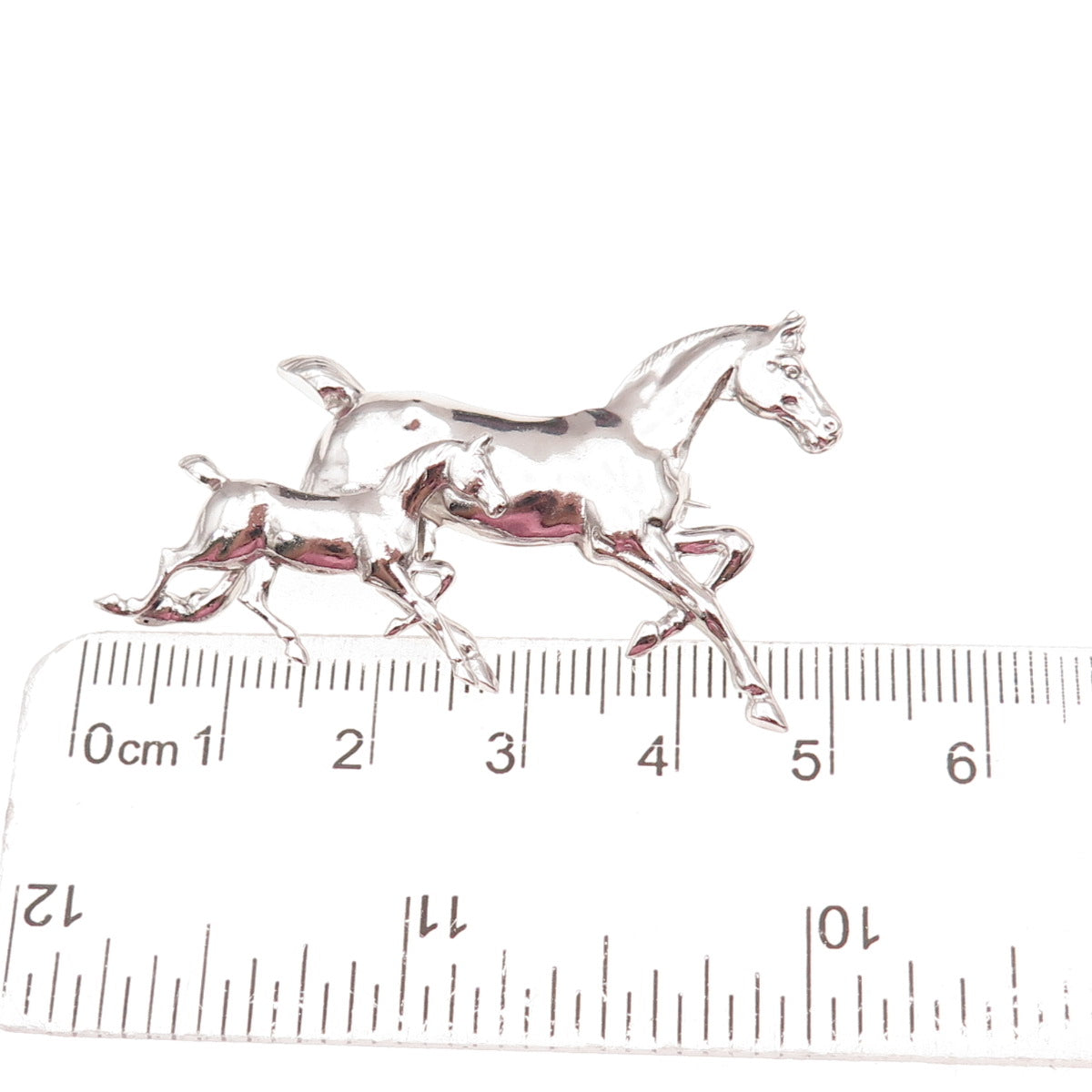 Slode 925 Sterling Silver Vintage Mare & Foal Horse Pin Brooch