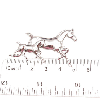 Slode 925 Sterling Silver Vintage Mare & Foal Horse Pin Brooch