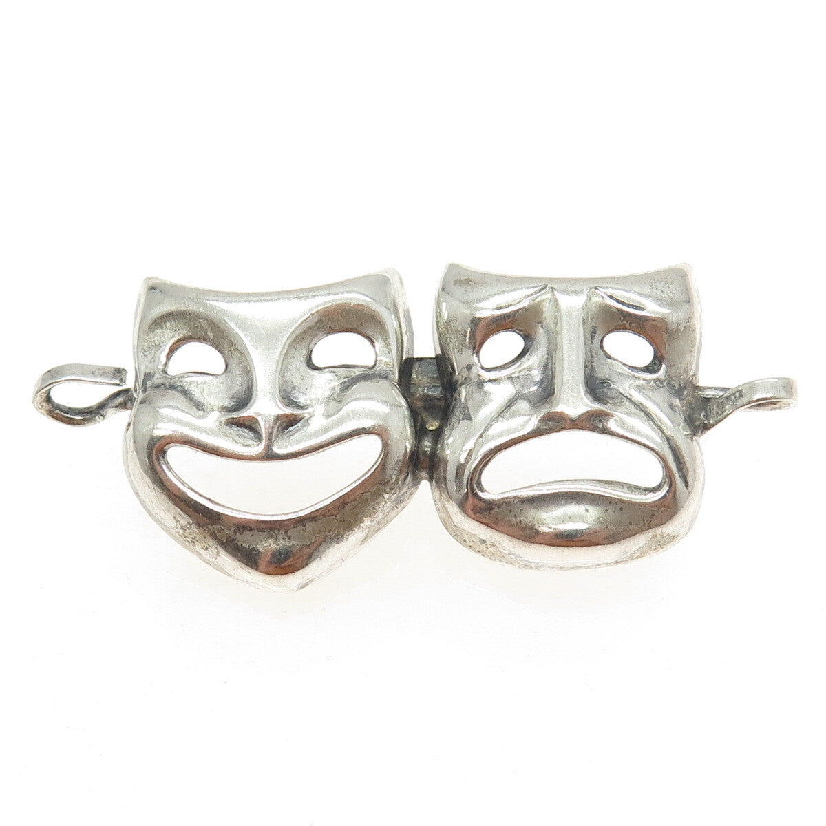 JEWELART 925 Sterling Silver Antique Sock & Buskin Tragedy Comedy Masks Brooch