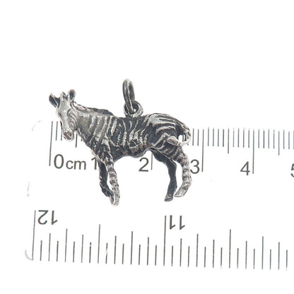 925 Sterling Silver Vintage Zebra Oxidized 3D Charm Pendant