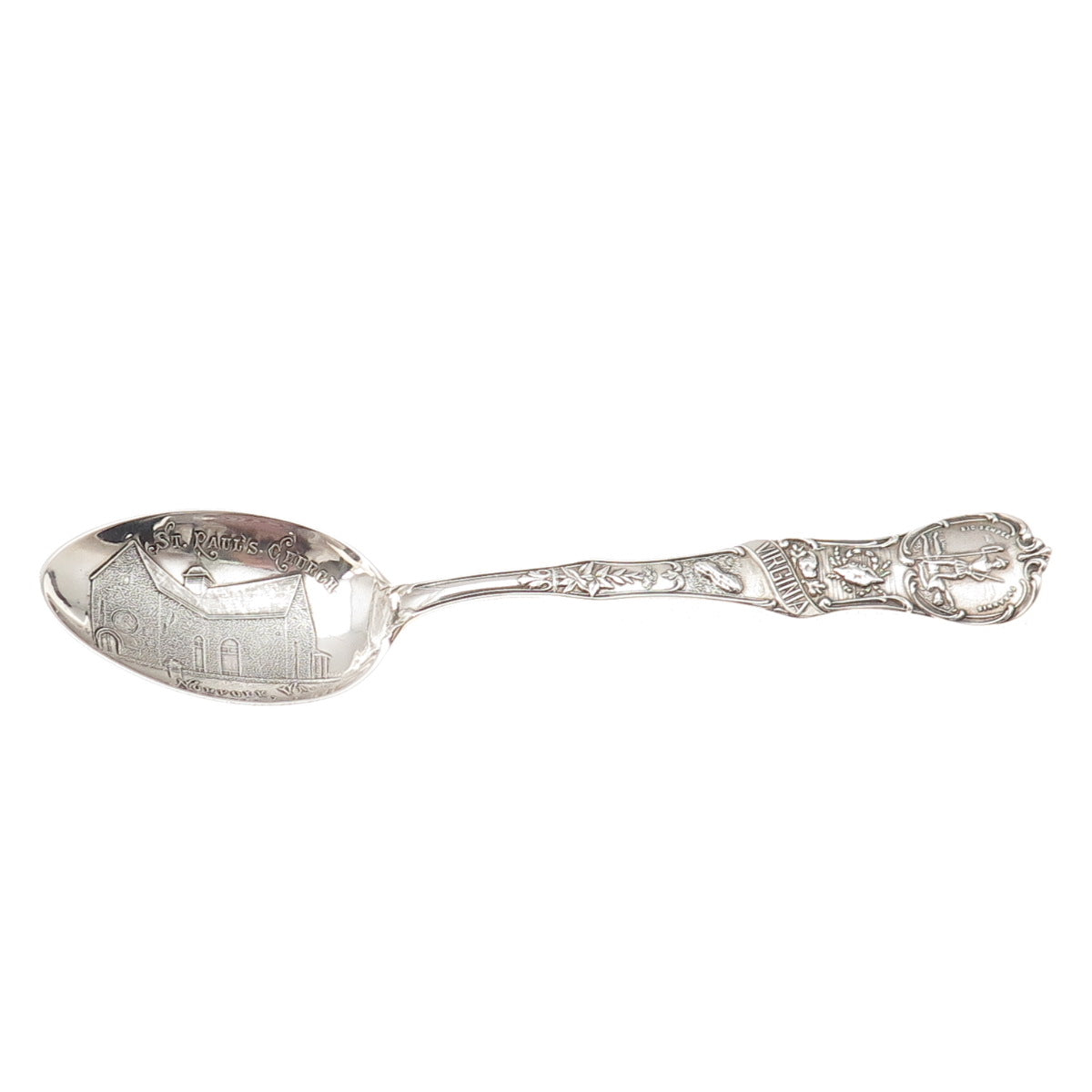 Mechanics 925 Sterling Antique Art Deco St. Paul's Church Norfolk VA Tea Spoon