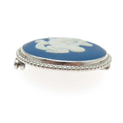 WEDGWOOD 925 Sterling Silver Vintage England Cameo Cupid Pin Brooch #76