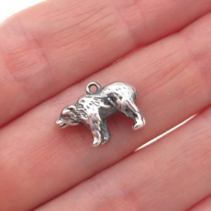 925 Sterling Silver Vintage Bear Oxidized 3D Mini Charm Pendant