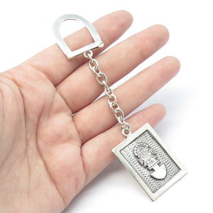 950 Silver Vintage Aztec God Tribal Key Chain Holder