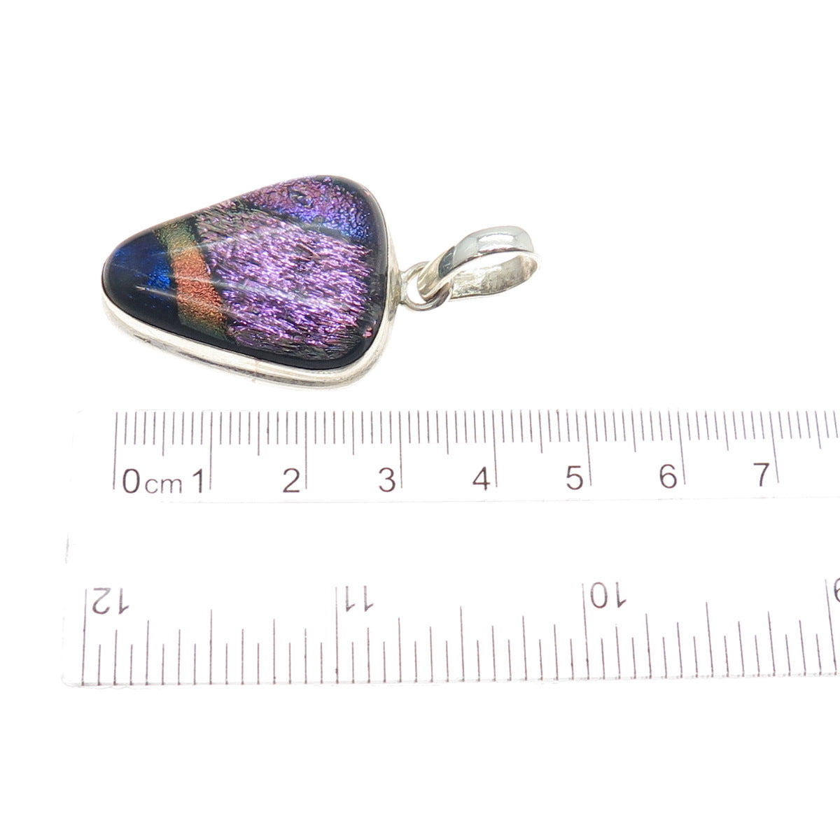 MD DESIGN 925 Sterling Silver Vintage Dichroic Glass Modernist Charm Pendant