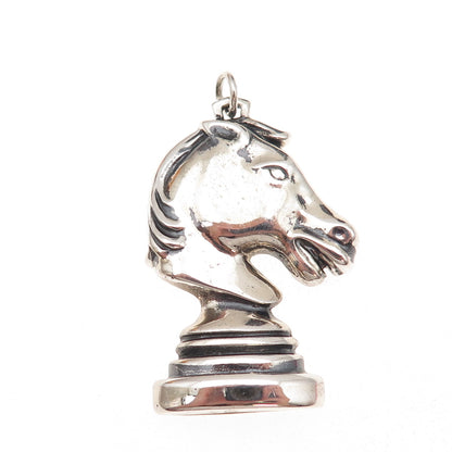 Danecraft 925 Sterling Silver Vintage Knight Chess Piece Oxidized Pendant