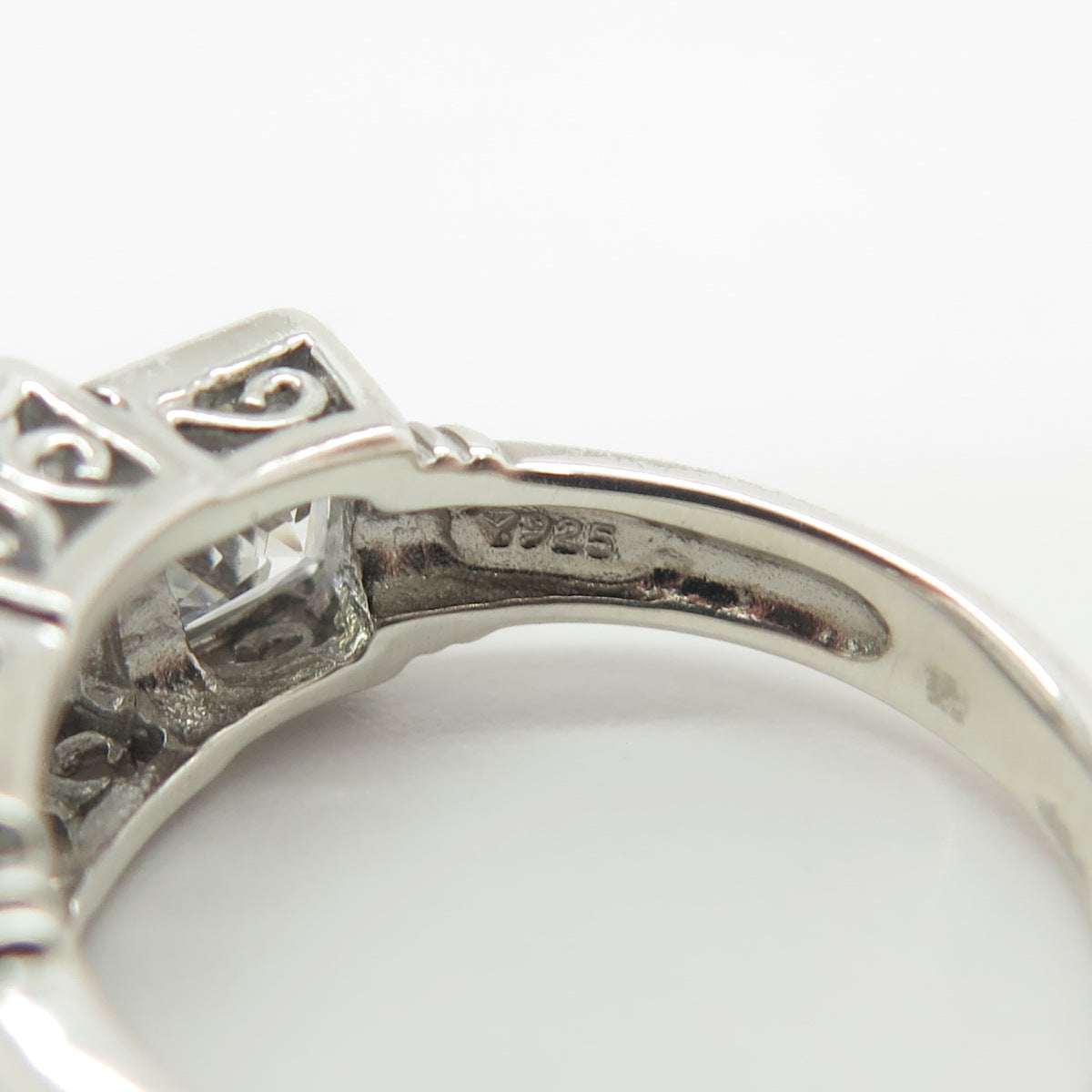 925 Sterling Silver Princess-Cut Shaped C Z Ring Size 8