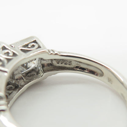 925 Sterling Silver Princess-Cut Shaped C Z Ring Size 8