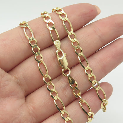 HAN 925 Sterling Silver Gold Plated Italy Figaro Chain Necklace 18"