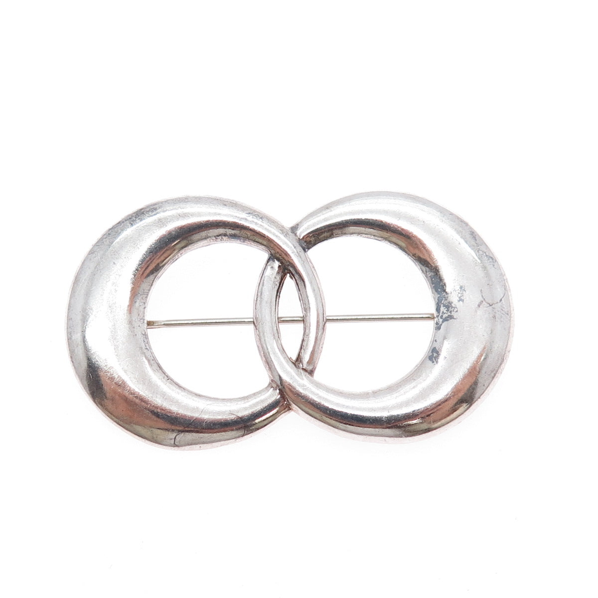 925 Sterling Silver Vintage Interlocked Eternity Oxidized Pin Brooch