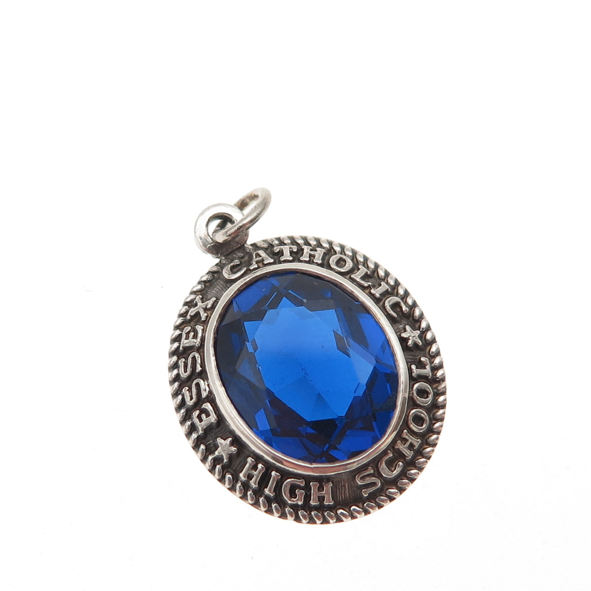 925 Sterling Vintage '67 Lab-Created Sapphire Essex Catholic High School Pendant