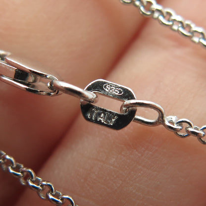 925 Sterling Silver Italy Round-Cut C Z Mini Cross Rolo Chain Necklace 16"