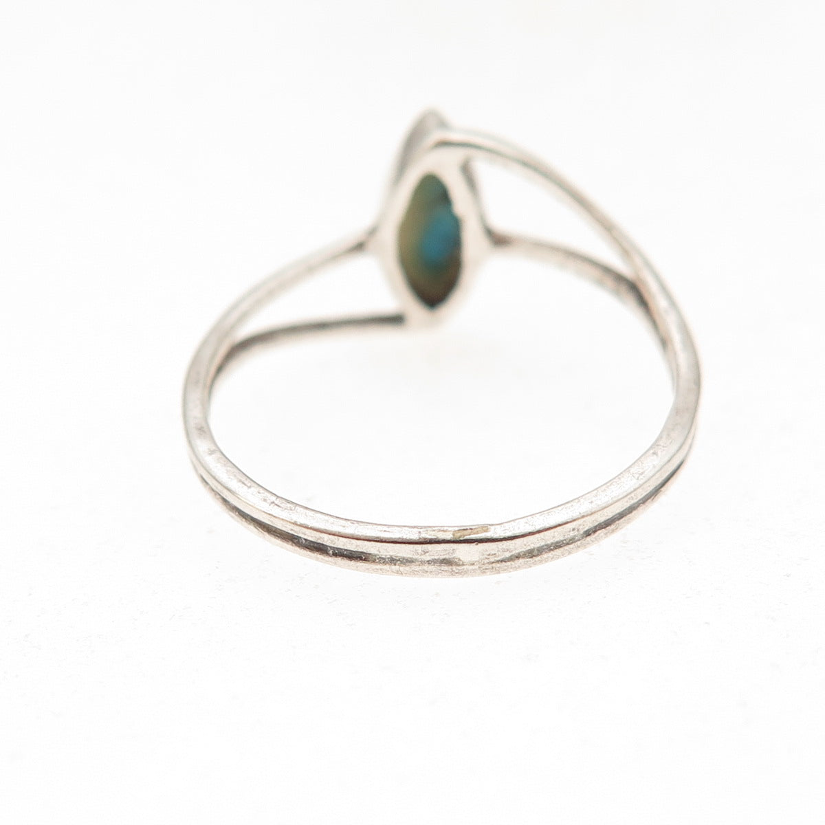 925 Sterling Silver Vintage Real Turquoise Bypass Ring Size 5.5