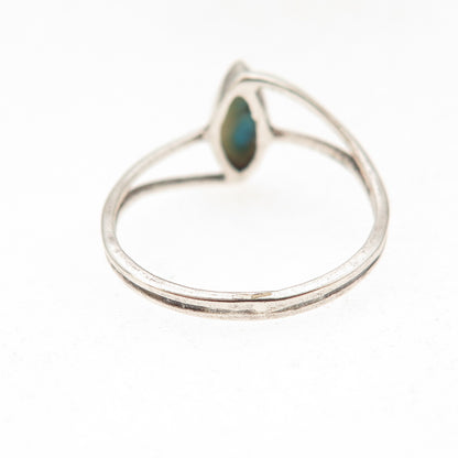925 Sterling Silver Vintage Real Turquoise Bypass Ring Size 5.5