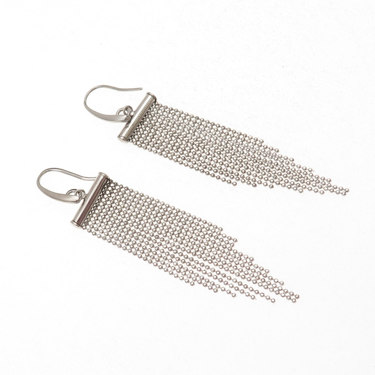 Dasan 925 Sterling Silver Vintage Italy Ball Beaded Tassel Dangle Earrings