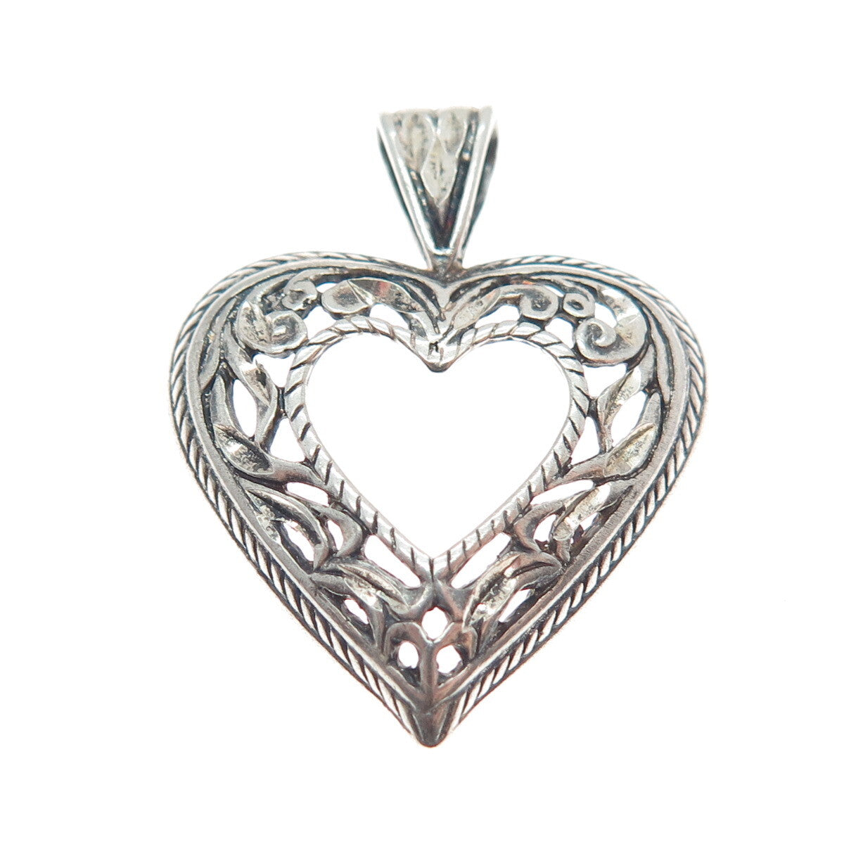 MORNING SUN INC 925 Sterling Silver Vintage Open Heart Pendant