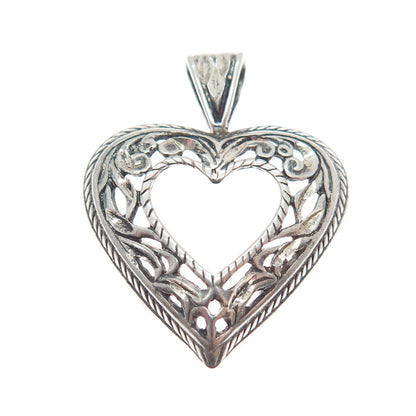 MORNING SUN INC 925 Sterling Silver Vintage Open Heart Pendant