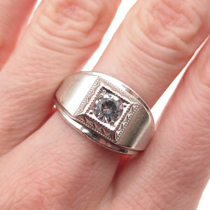 ESPO Joseph Esposito 925 Sterling Silver Antique Art Deco C Z Ring Size 9