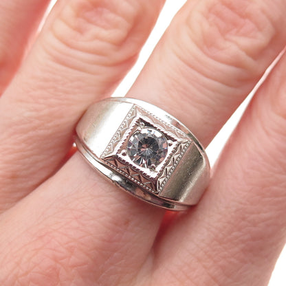 ESPO Joseph Esposito 925 Sterling Silver Antique Art Deco C Z Ring Size 9