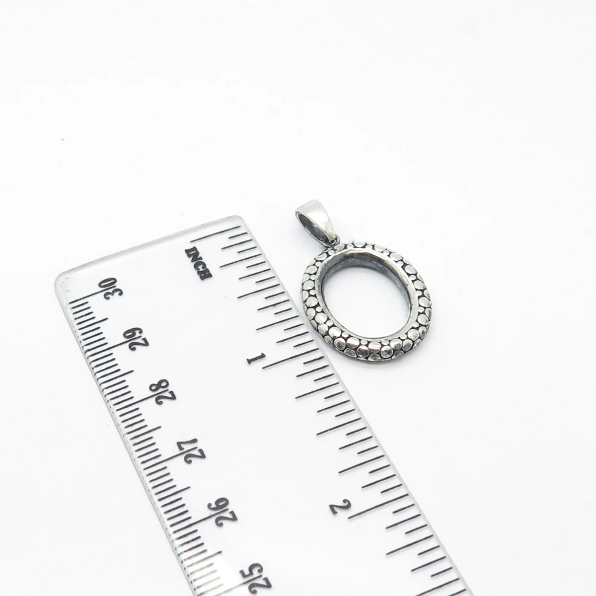 925 Sterling Silver Vintage Pebble Round Pendant