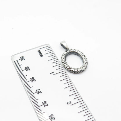 925 Sterling Silver Vintage Pebble Round Pendant