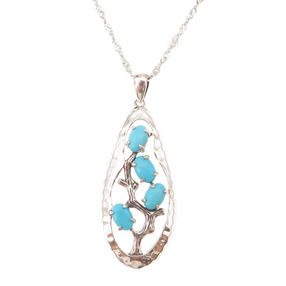 925 Sterling Real Sleeping Beauty Turquoise Singapore Chain Necklace 18-20"