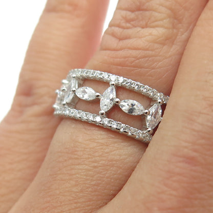 925 Sterling Silver Multi-C Z All Around Eternity Band Ring Size 6.25