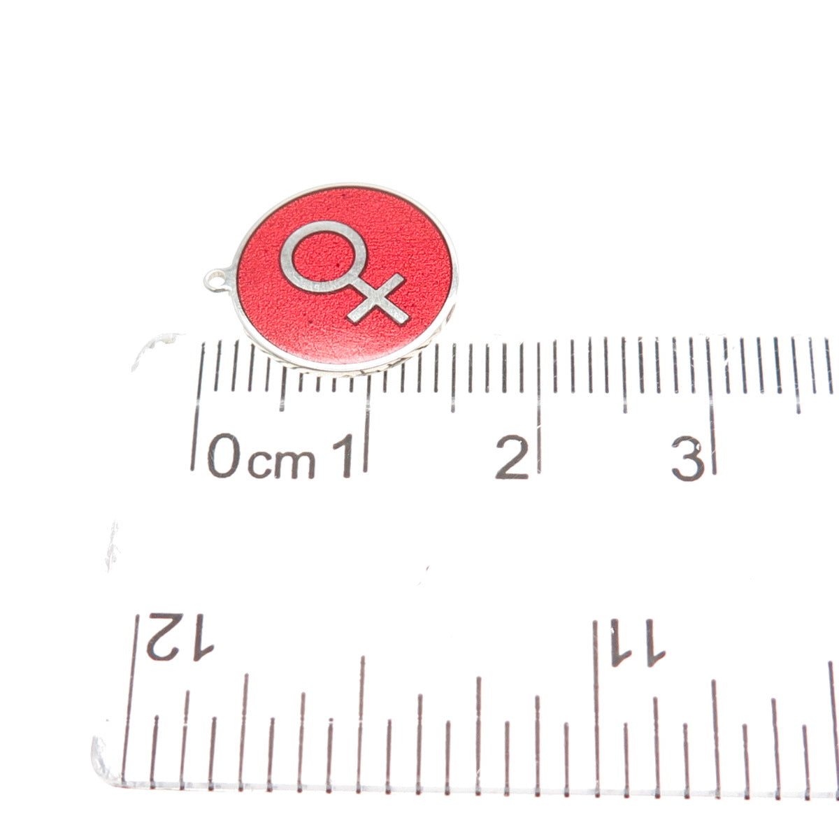 TOKEMOTI 925 Sterling Silver Red Enamel Female Symbol Minimalist Charm Pendant