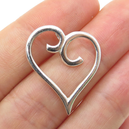 925 Sterling Silver Vintage Swirl Heart Pendant