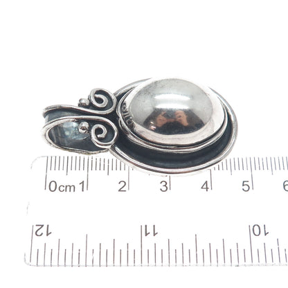 925 Sterling Silver Vintage Modernist Spiral Oxidized Charm Pendant