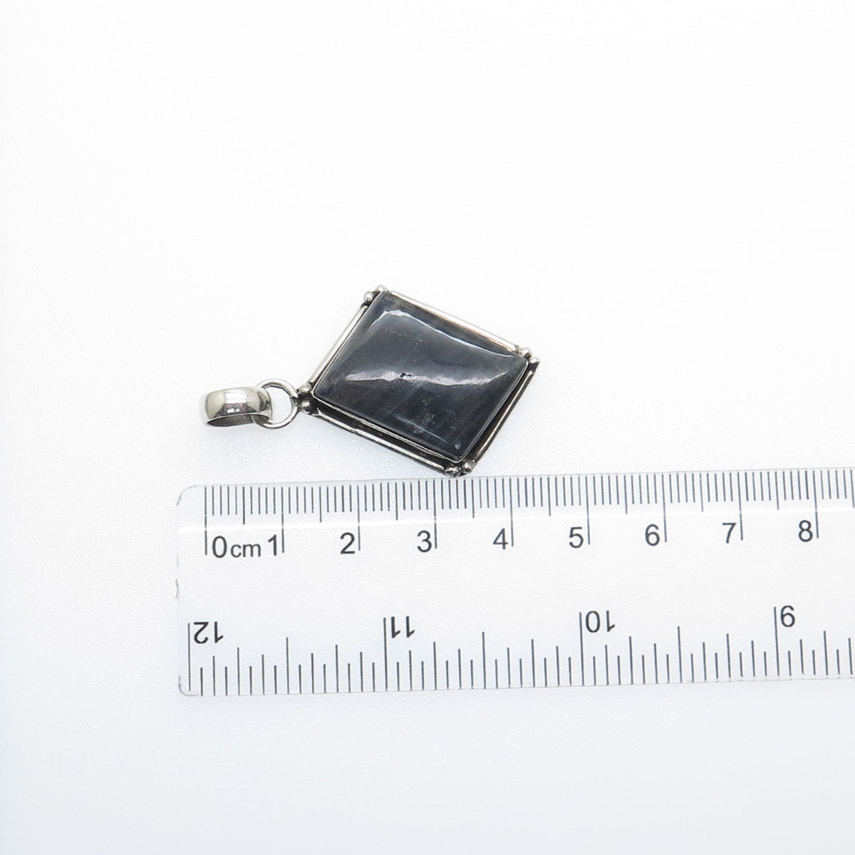 925 Sterling Silver Vintage Real Kyanite Modernist Charm Pendant