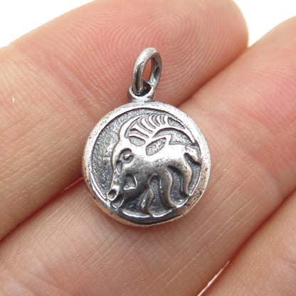 925 Sterling Silver Vintage Pig & Rooster Chinese Zodiac Horoscope Mini Pendant