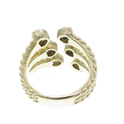 JUDITH RIPKA 925 Sterling Silver Gold Plated C Z Heart Adjustable Ring Size 8.75